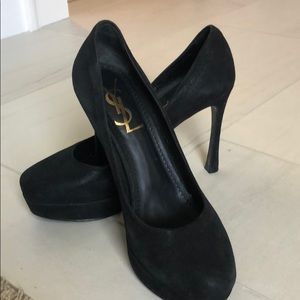 YSL black suede pumps